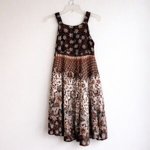 VTG Batik Kencana Ungu Midi Sun Dress Boho Lagenlook Festival Hippie *READ Size